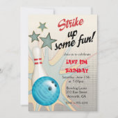 Retro Bowling Birthday Einladung (Vorderseite)