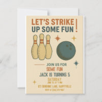 Retro Bowling Birthday Einladung für Jungen