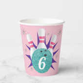 Retro Bowling Birthday Party 50's Tenpin Paper Cup Pappbecher (Rückseite)