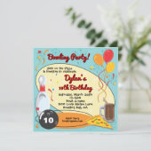 Retro Bowling Birthday Party Einladung (Stehend Vorderseite)