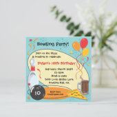 Retro Bowling Birthday Party Einladungskarte Einladung (Stehend Vorderseite)
