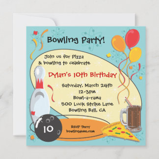 Retro Bowling Birthday Party Einladungskarte Einladung