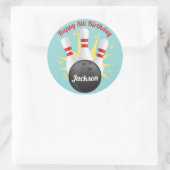 Retro Bowling Birthday Party Runder Aufkleber (Tasche)