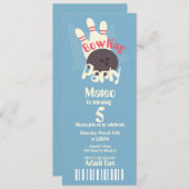 Retro Bowling Blue Birthday Ticket Style Einladung (Vorne/Hinten)
