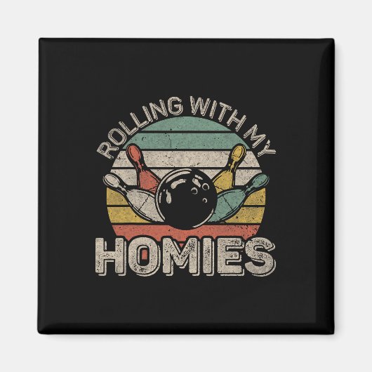 Retro Bowling Bowler Team F Magnet (Vorne)