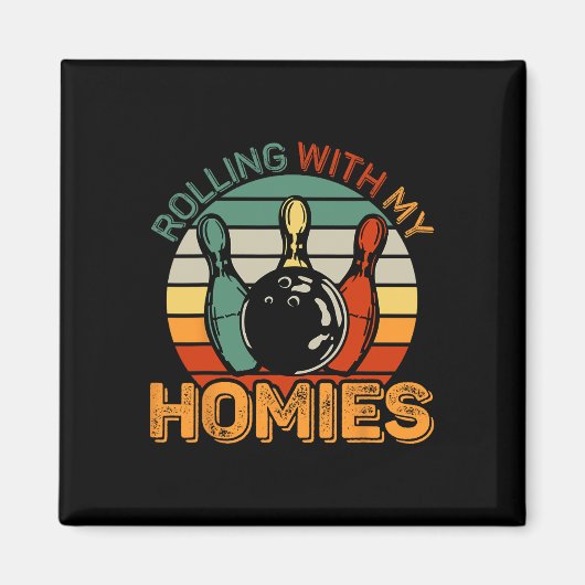 Retro Bowling Bowler Team F Magnet (Vorne)