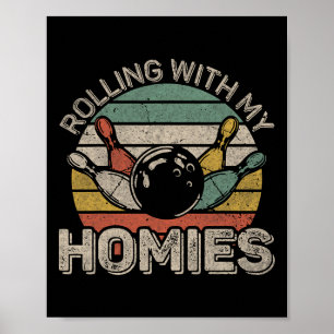 Retro Bowling Bowler Team F Poster