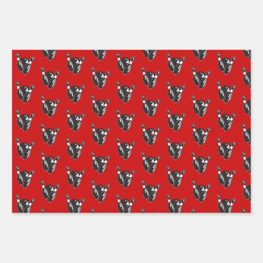 Retro-Bowling-Buttone und Ball Geschenkpapier Set (Vorderseite 2)