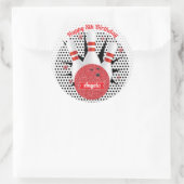 Retro Bowling Glitzer Geburtstagspartei Runder Aufkleber (Tasche)