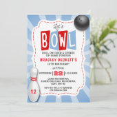 Retro-Bowling jeden Geburtstag Einladung (Stehend Vorderseite)