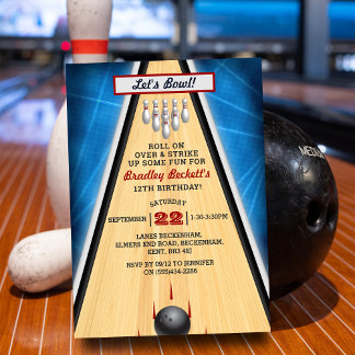 Retro-Bowling jeden Geburtstag Einladung