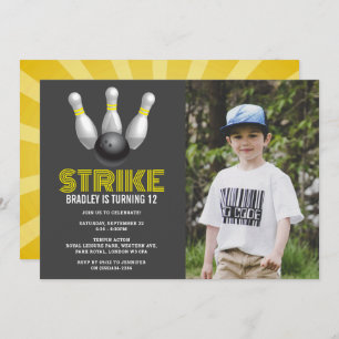 Retro-Bowling jedes Alters Geburtstags-Foto Einladung