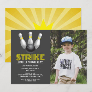 Retro-Bowling jedes Alters Geburtstags-Foto Einladung