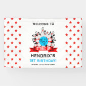 Retro Bowling Kids 1st Birthday Party Banner (Horizontal)