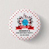Retro Bowling Kids 1st Birthday Party Button (Vorderseite)