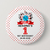 Retro Bowling Kids 1st Birthday Party Button (Vorderseite)