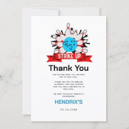 Retro Bowling Kids 1st Birthday Party Dankeskarte