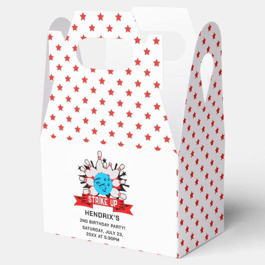 Retro Bowling Kids 1st Birthday Party Geschenkschachtel (Geöffnet)