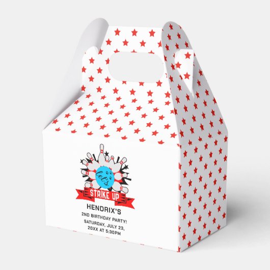 Retro Bowling Kids 1st Birthday Party Geschenkschachtel (Vorderseite)