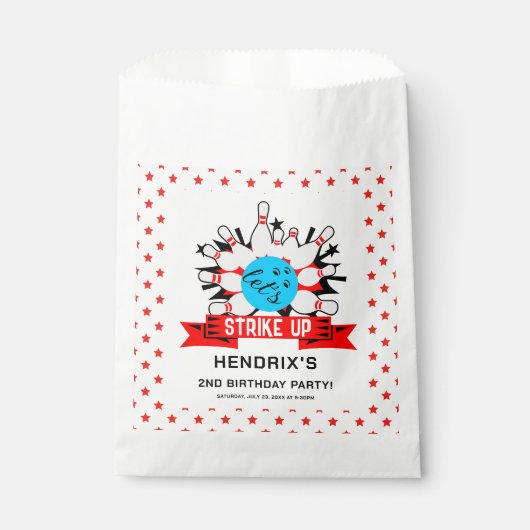 Retro Bowling Kids 1st Birthday Party Geschenktütchen (Vorderseite)