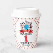 Retro Bowling Kids 1st Birthday Party Pappbecher (Vorderseite)