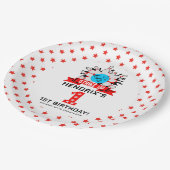 Retro Bowling Kids 1st Birthday Party Pappteller (Schrägansicht)