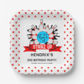 Retro Bowling Kids 1st Birthday Party Pappteller (Vorderseite)