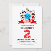 Retro Bowling Kids 2ND Birthday Party Einladung (Vorderseite)