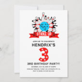 Retro Bowling Kids 3RD Birthday Party Einladung (Vorderseite)