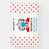 Retro-Bowling-Kinder 1. Geburtstagsfeier Banner (Vertikal)