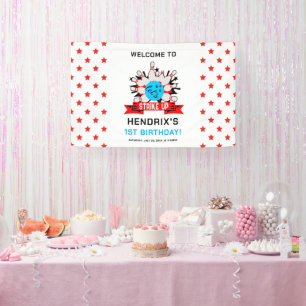 Retro-Bowling-Kinder 1. Geburtstagsfeier Banner