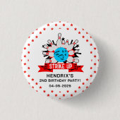 Retro Bowling Kinder 1. Geburtstagsfeier Button (Vorderseite)