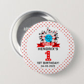 Retro-Bowling-Kinder 1. Geburtstagsfeier Button (Vorne & Hinten)