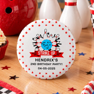 Retro Bowling Kinder 1. Geburtstagsfeier Button