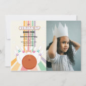 Retro Bowling Kindergeburtstag Foto Einladung (Vorderseite)