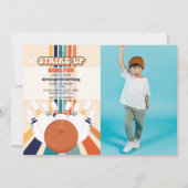 Retro Bowling Kindergeburtstag Foto Einladung (Vorderseite)