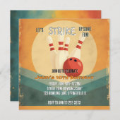 Retro Bowling Kindergeburtstag Party Einladung (Vorne/Hinten)