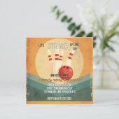 Retro Bowling Kindergeburtstag Party Einladung (Stehend Vorderseite)