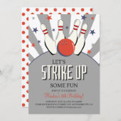 Retro Bowling Kindergeburtstag Party Einladung (Vorne/Hinten)