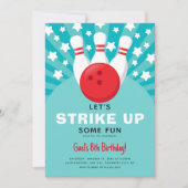 Retro Bowling Kindergeburtstag Party Einladung (Vorderseite)