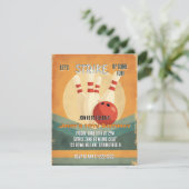 Retro Bowling Kindergeburtstag Party Einladung (Stehend Vorderseite)