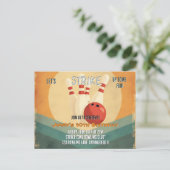 Retro Bowling Kindergeburtstag Party Einladung (Stehend Vorderseite)