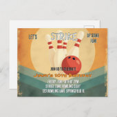 Retro Bowling Kindergeburtstag Party Einladung (Vorne/Hinten)