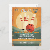 Retro Bowling Kindergeburtstag Party Einladung Postkarte (Vorne/Hinten)