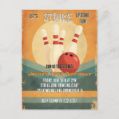 Retro Bowling Kindergeburtstag Party Einladung Postkarte (Vorderseite)