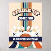 Retro Bowling Kindergeburtstag Party-Zeichen Poster (Vorne)