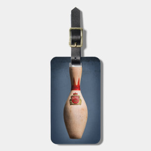 Retro Bowling King Pin auf Blau, Gepäckanhänger