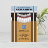 Retro Bowling Lane Birthday Party Einladung (Stehend Vorderseite)