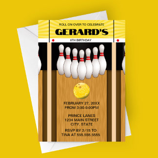 Retro Bowling Lane Birthday Party Einladung