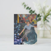 Retro-Bowling-Mann Mixed-Media-Collage Postkarte (Stehend Vorderseite)
